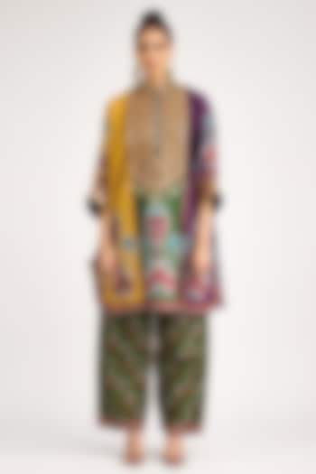 Multi-Colored Silk Dupion Printed Tunic Set by Rajdeep Ranawat at Pernia's Pop Up Shop