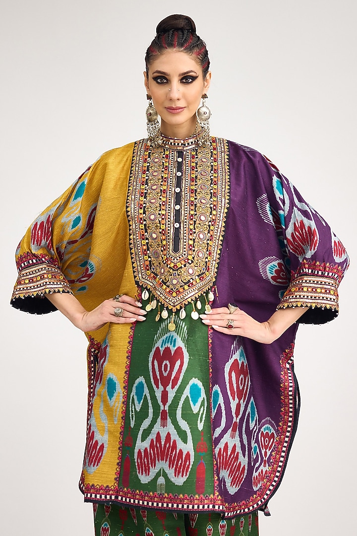 Multi-Colored Silk Dupion Printed Tunic Set by Rajdeep Ranawat at Pernia's Pop Up Shop