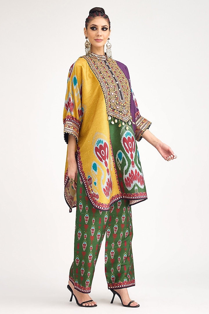 Multi-Colored Silk Dupion Printed Tunic Set by Rajdeep Ranawat at Pernia's Pop Up Shop