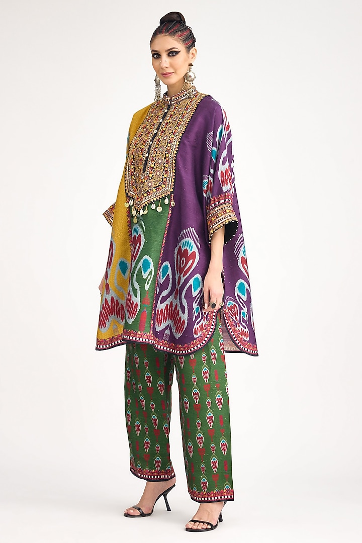 Multi-Colored Silk Dupion Printed Tunic Set by Rajdeep Ranawat at Pernia's Pop Up Shop