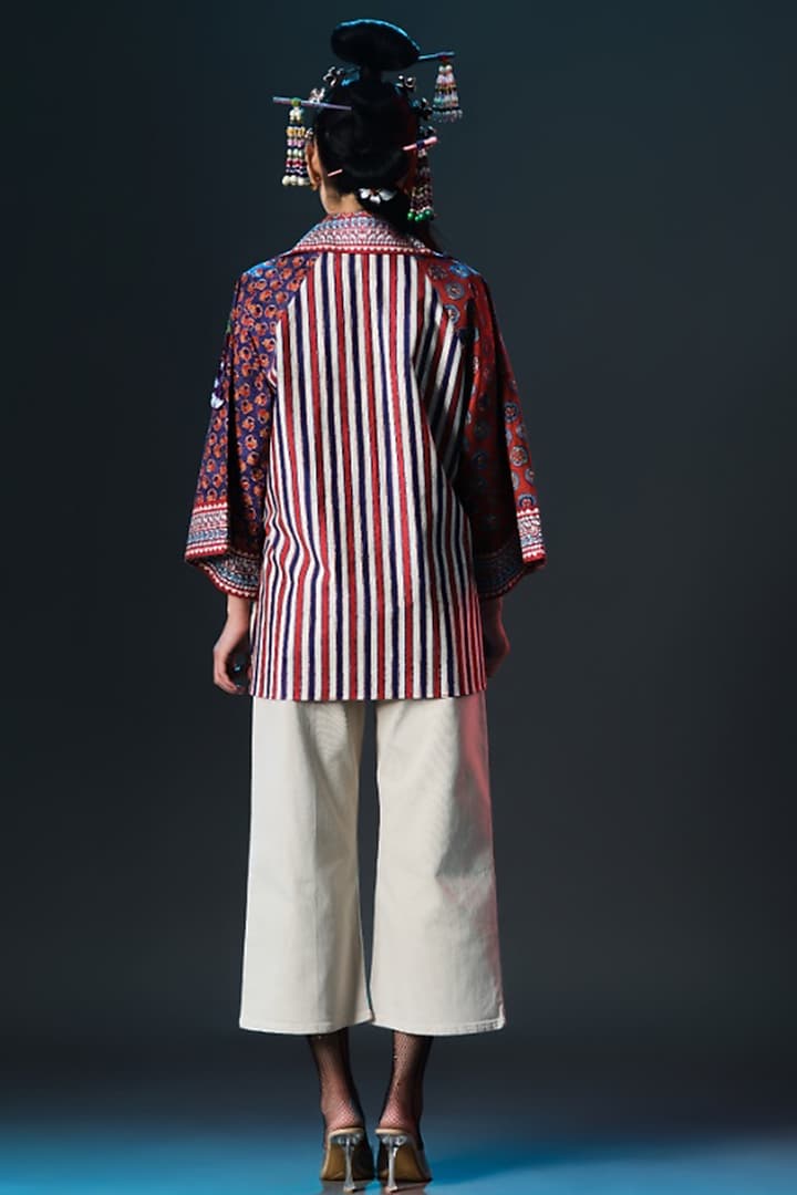 Multi-Colored Cotton Poplin Printed & Embroidered Tunic by Rajdeep Ranawat at Pernia's Pop Up Shop