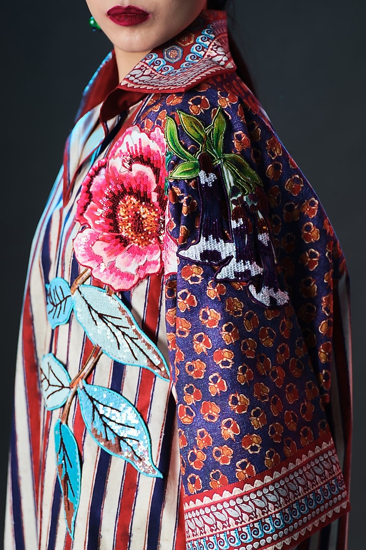 Multi-Colored Cotton Poplin Printed & Embroidered Tunic by Rajdeep Ranawat at Pernia's Pop Up Shop