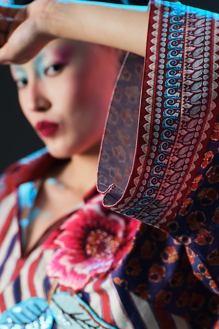 Multi-Colored Cotton Poplin Printed & Embroidered Tunic by Rajdeep Ranawat at Pernia's Pop Up Shop