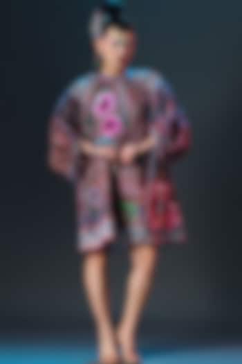 Multi-Colored Cotton Poplin Printed & Embroidered Kaftan by Rajdeep Ranawat at Pernia's Pop Up Shop