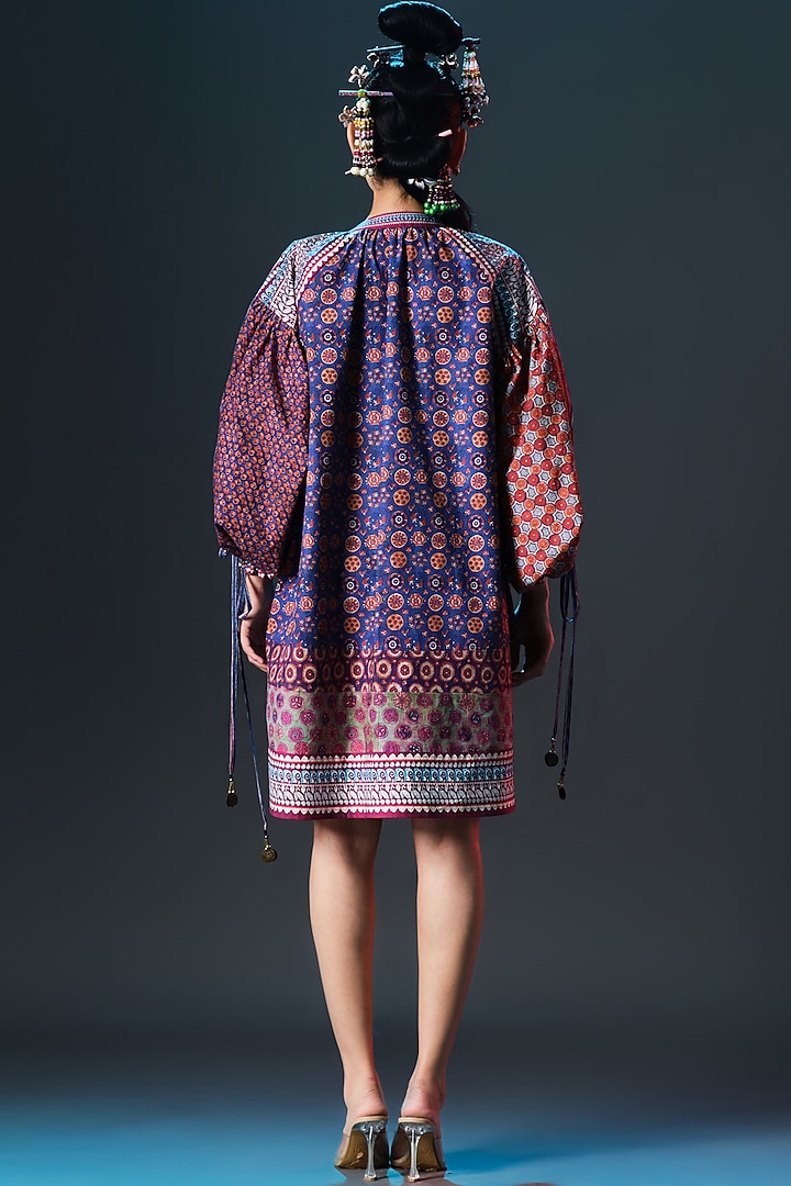 Multi-Colored Cotton Poplin Printed & Embroidered Kaftan by Rajdeep Ranawat at Pernia's Pop Up Shop