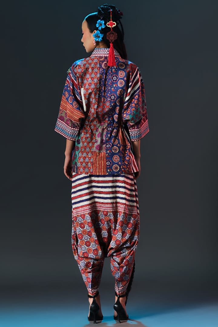 Multi-Colored Cotton Poplin Printed & Embroidered Tunic by Rajdeep Ranawat at Pernia's Pop Up Shop