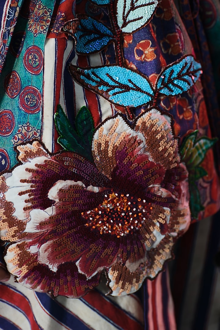 Multi-Colored Cotton Poplin Printed & Embroidered Tunic by Rajdeep Ranawat at Pernia's Pop Up Shop