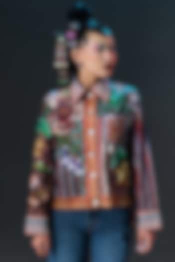 Multi-Colored Cotton Poplin Printed & Embroidered Jacket by Rajdeep Ranawat at Pernia's Pop Up Shop