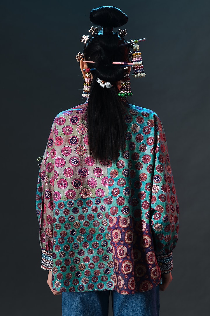 Multi-Colored Cotton Poplin Printed & Embroidered Shirt by Rajdeep Ranawat at Pernia's Pop Up Shop
