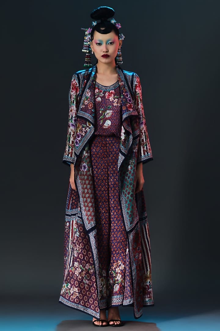 Multi-Colored Silk Printed Jacket by Rajdeep Ranawat at Pernia's Pop Up Shop