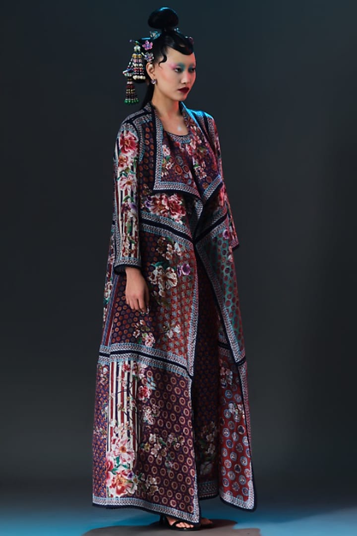Multi-Colored Silk Printed Jacket by Rajdeep Ranawat at Pernia's Pop Up Shop