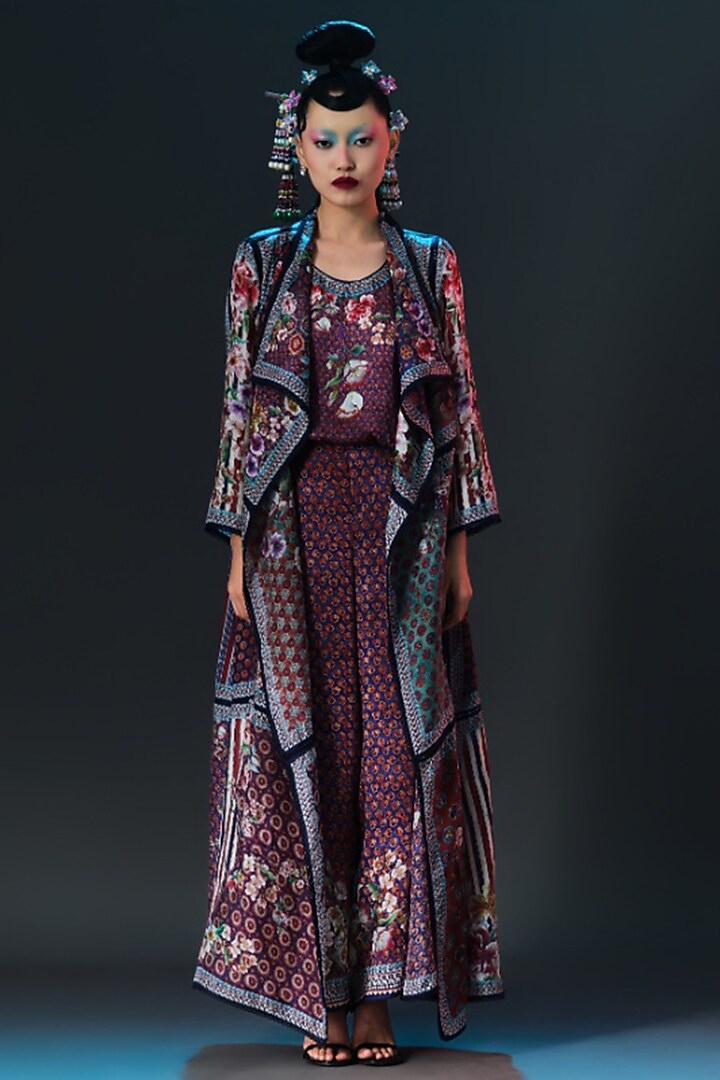 Multi-Colored Modal Satin Printed Pants by Rajdeep Ranawat at Pernia's Pop Up Shop