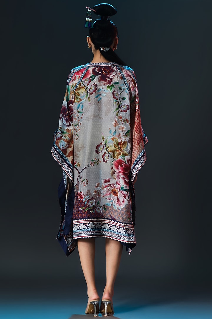 Beige Silk Printed Poncho Kaftan Tunic by Rajdeep Ranawat at Pernia's Pop Up Shop