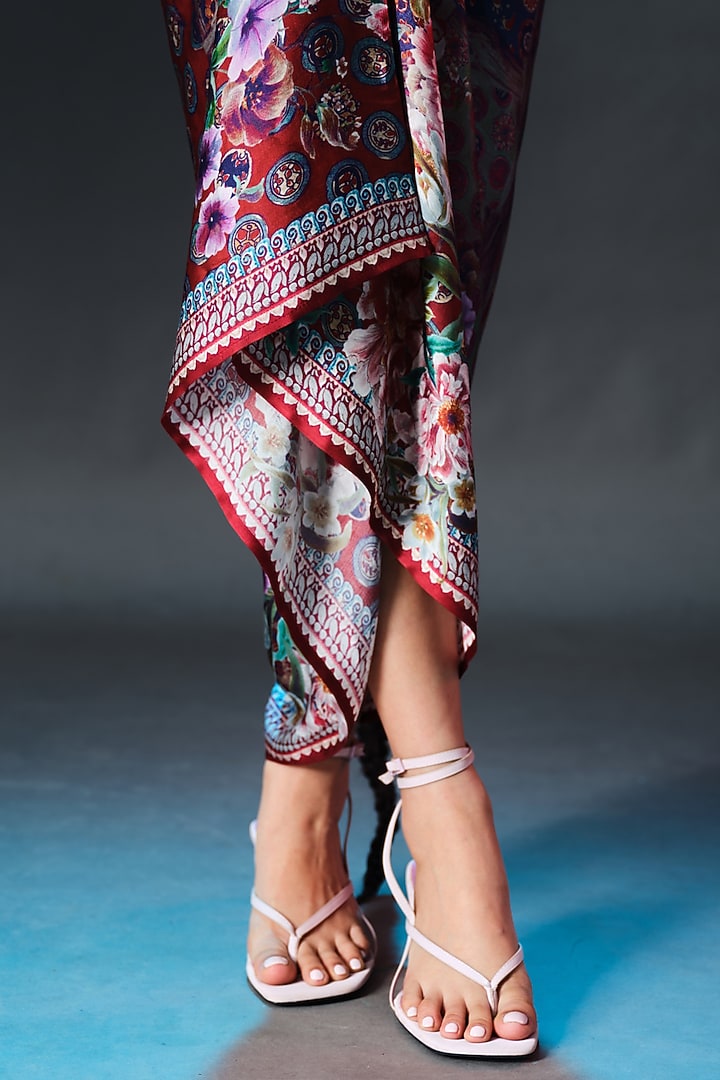 Multi-Colored Modal Satin Printed Skirt by Rajdeep Ranawat at Pernia's Pop Up Shop