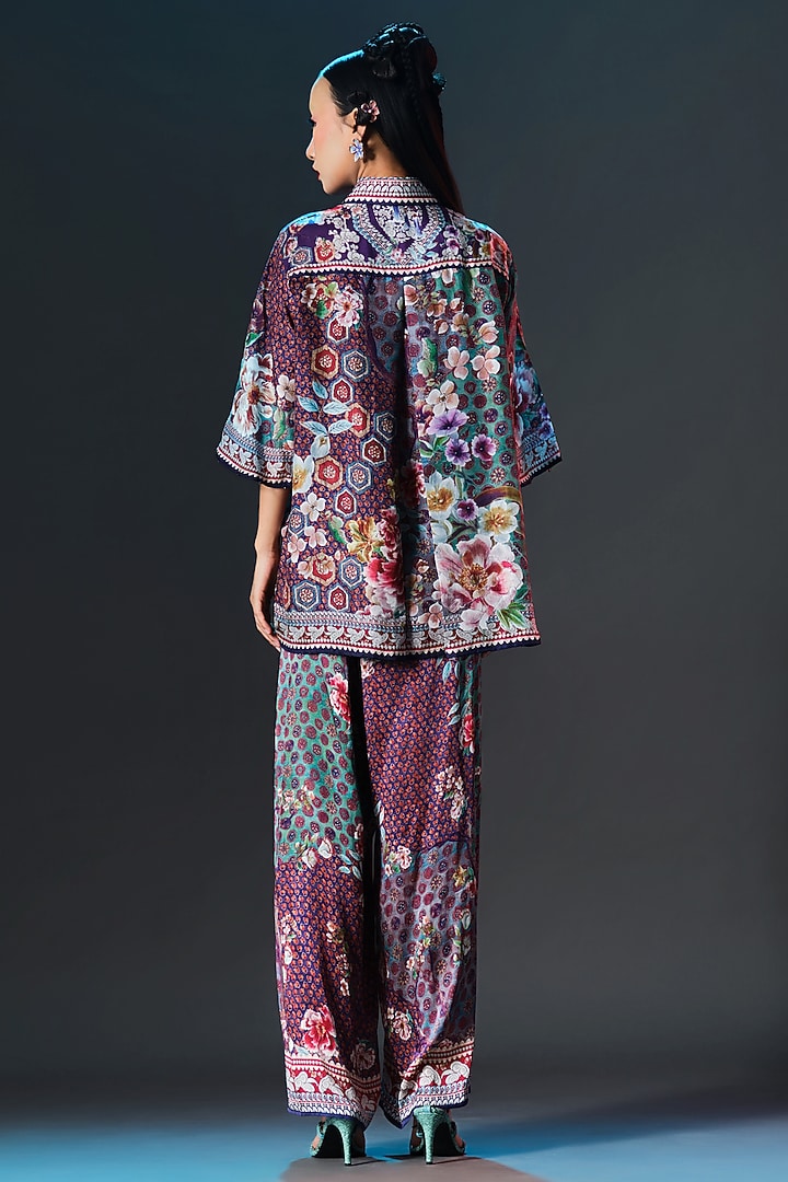 Multi-Colored Modal Satin Printed Pants by Rajdeep Ranawat at Pernia's Pop Up Shop