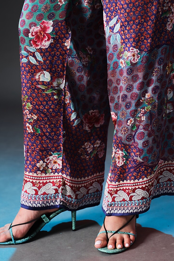 Multi-Colored Modal Satin Printed Pants by Rajdeep Ranawat at Pernia's Pop Up Shop