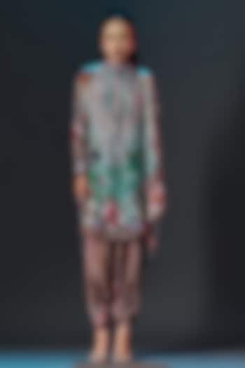 Caramel & Sage Green Silk Shirt Kurta by Rajdeep Ranawat at Pernia's Pop Up Shop