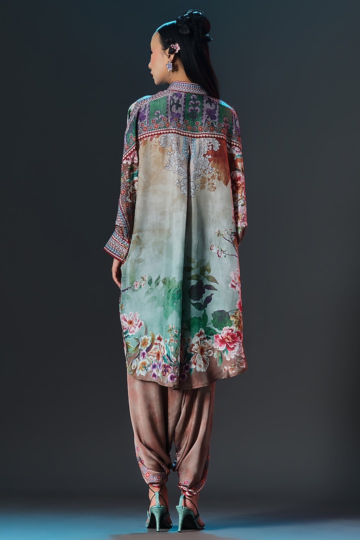 Caramel & Sage Green Silk Shirt Kurta by Rajdeep Ranawat at Pernia's Pop Up Shop