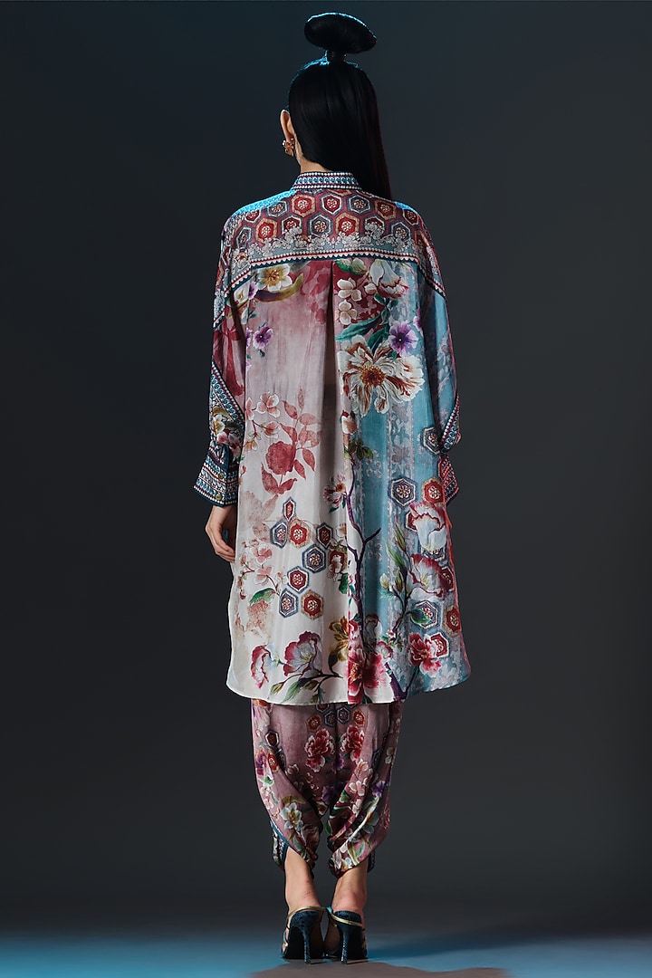 Brick & Aqua Silk Shirt Kurta by Rajdeep Ranawat at Pernia's Pop Up Shop
