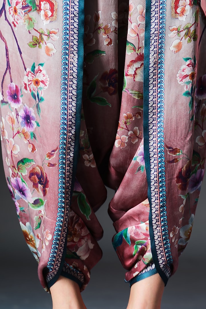 Brick & Aqua Modal Satin Printed Pants by Rajdeep Ranawat at Pernia's Pop Up Shop