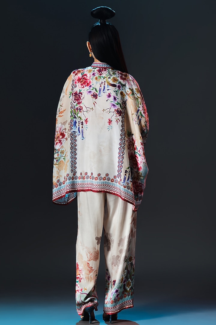 Beige & Caramel Silk Embroidered Tunic by Rajdeep Ranawat at Pernia's Pop Up Shop