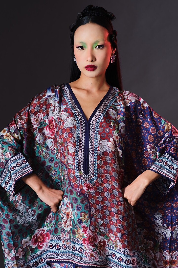 Multi-Colored Silk Embroidered Tunic by Rajdeep Ranawat at Pernia's Pop Up Shop