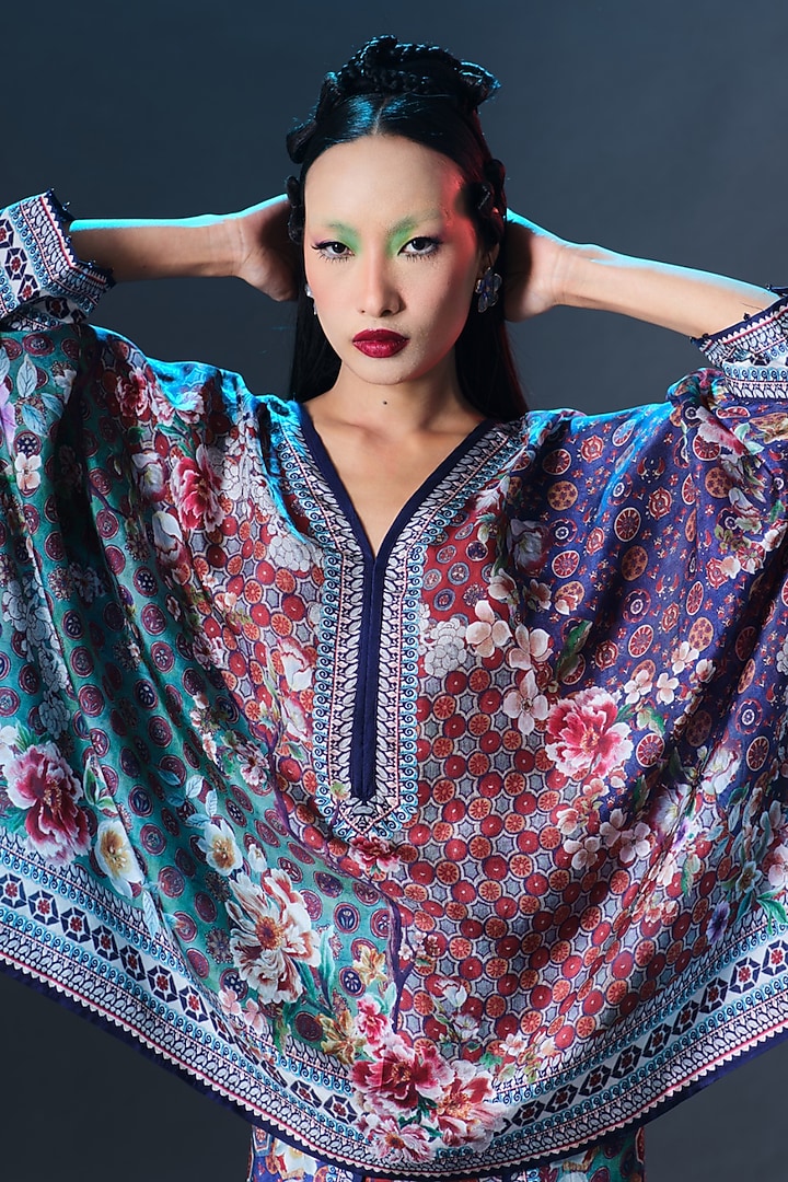 Multi-Colored Silk Embroidered Tunic by Rajdeep Ranawat at Pernia's Pop Up Shop