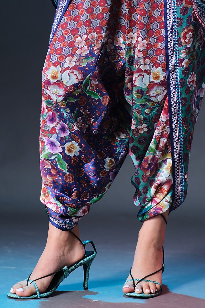 Multi-Colored Modal Satin Printed Dhoti Pants by Rajdeep Ranawat at Pernia's Pop Up Shop