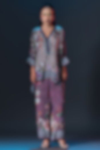 Multi-Colored Silk Striped V-Neck Tunic by Rajdeep Ranawat at Pernia's Pop Up Shop