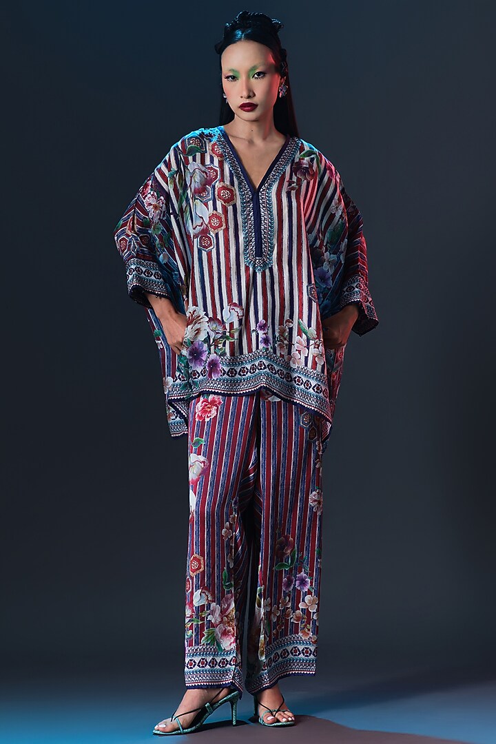 Multi-Colored Modal Satin Printed Pants by Rajdeep Ranawat at Pernia's Pop Up Shop