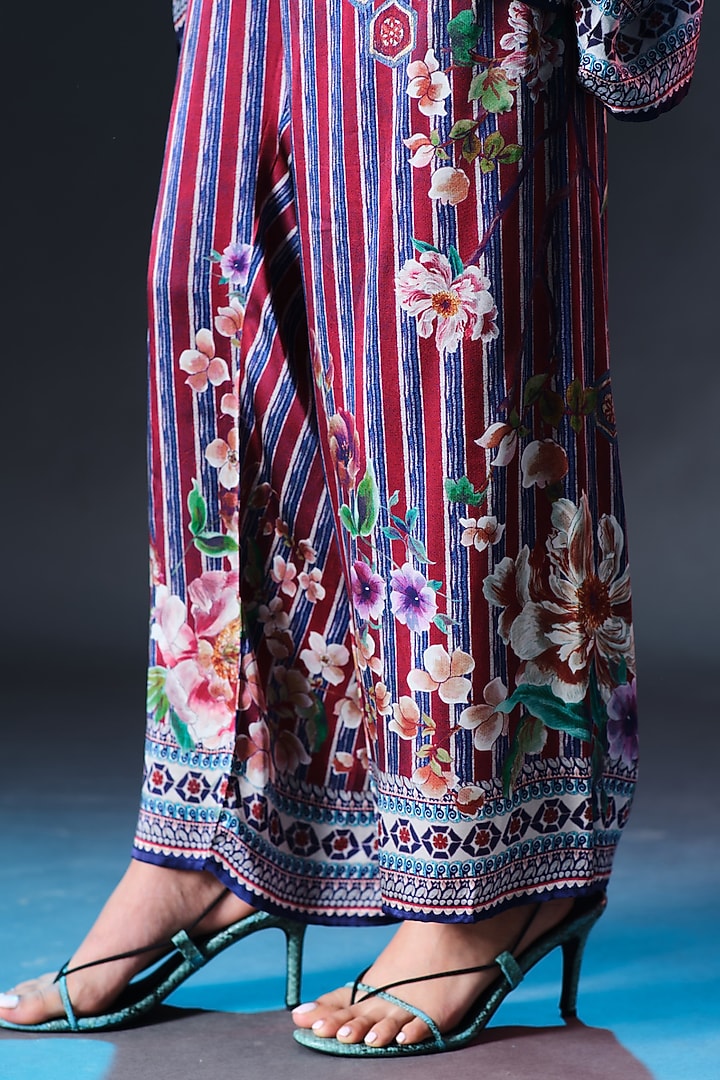 Multi-Colored Modal Satin Printed Pants by Rajdeep Ranawat at Pernia's Pop Up Shop