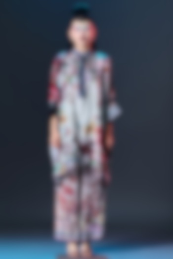 Beige Silk Embroidered Tunic by Rajdeep Ranawat at Pernia's Pop Up Shop