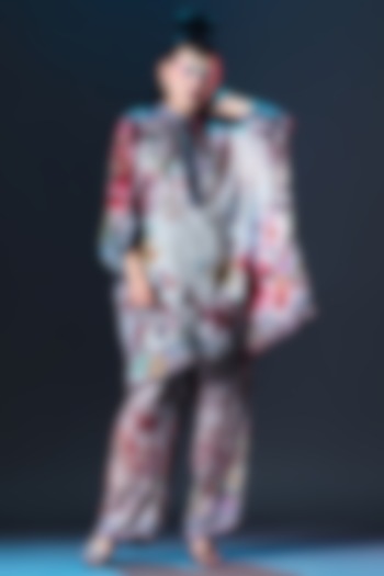 Beige Modal Satin Printed Pants by Rajdeep Ranawat at Pernia's Pop Up Shop