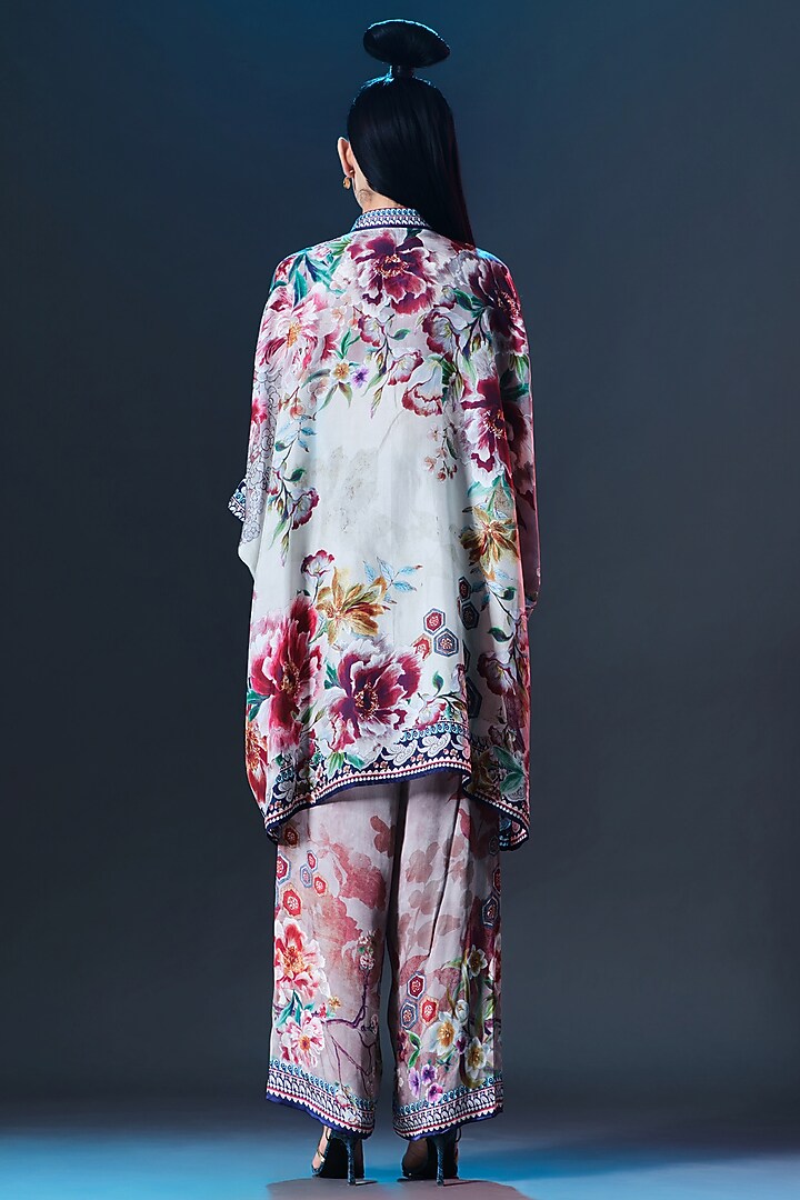Beige Modal Satin Printed Pants by Rajdeep Ranawat at Pernia's Pop Up Shop