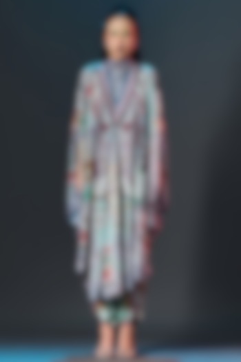 Beige & Sage Green Modal Satin Printed Dhoti Pants by Rajdeep Ranawat at Pernia's Pop Up Shop