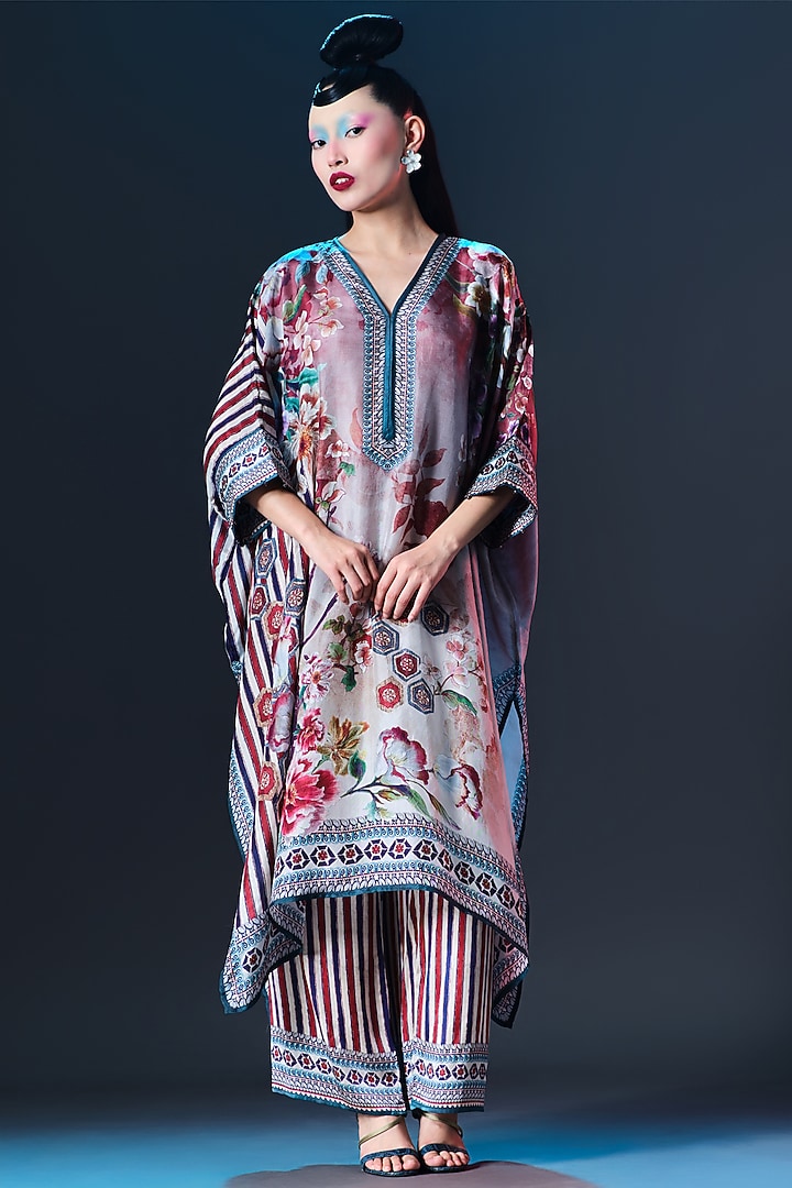 Brick Red Silk Striped Pants by Rajdeep Ranawat at Pernia's Pop Up Shop