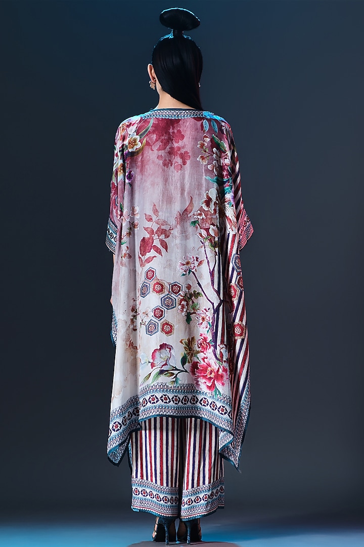 Brick Red Silk Striped Pants by Rajdeep Ranawat at Pernia's Pop Up Shop