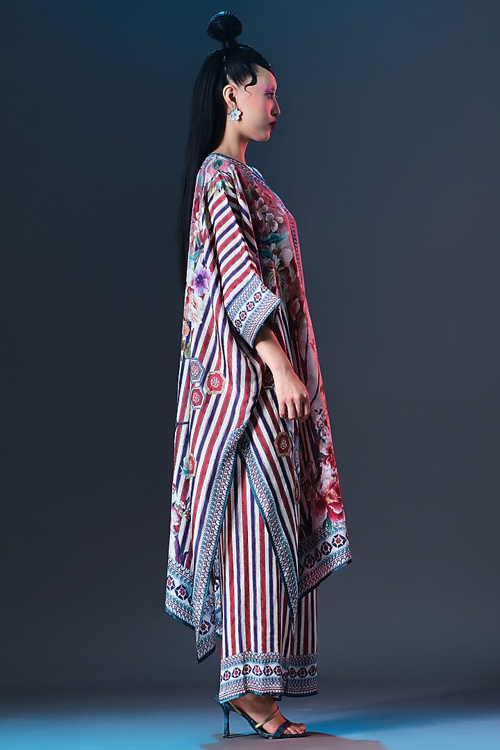 Brick Red Silk Striped Pants by Rajdeep Ranawat at Pernia's Pop Up Shop