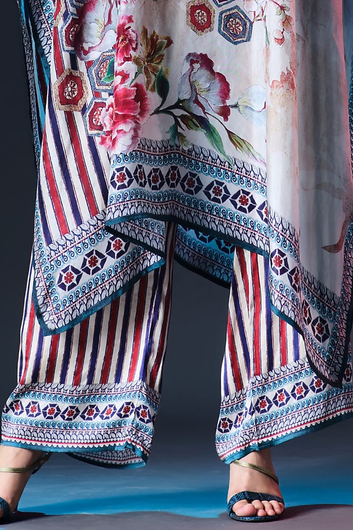 Brick Red Silk Striped Pants by Rajdeep Ranawat at Pernia's Pop Up Shop