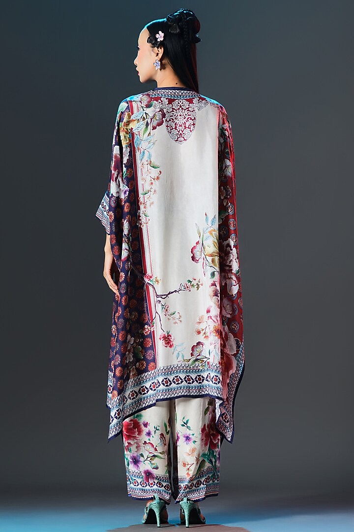 Beige & Maroon Modal Satin Printed Pants by Rajdeep Ranawat at Pernia's Pop Up Shop