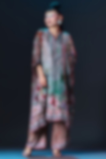 Caramel & Sage Green Modal Satin Printed Pants by Rajdeep Ranawat at Pernia's Pop Up Shop