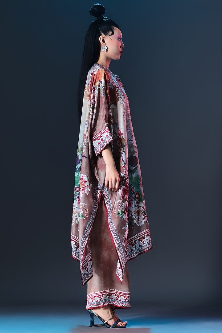 Caramel & Sage Green Modal Satin Printed Pants by Rajdeep Ranawat at Pernia's Pop Up Shop