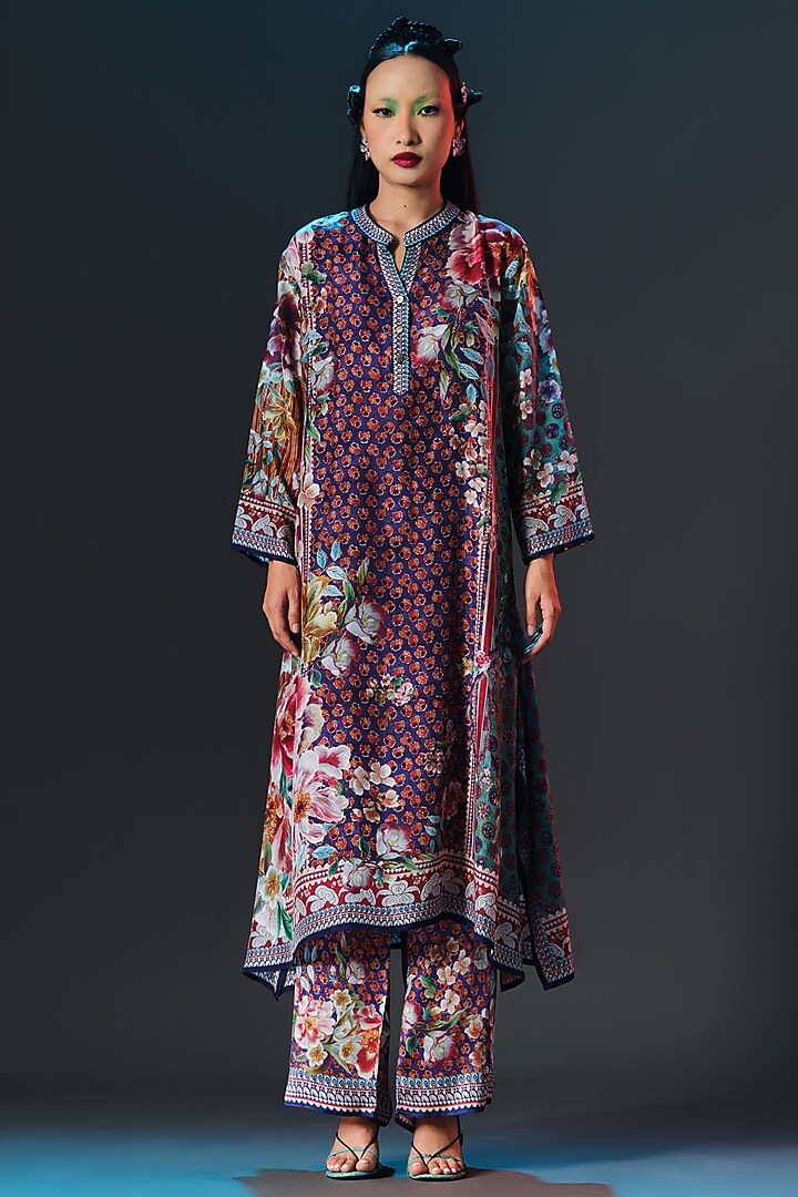 Multi-Colored Silk Flared Tunic by Rajdeep Ranawat at Pernia's Pop Up Shop