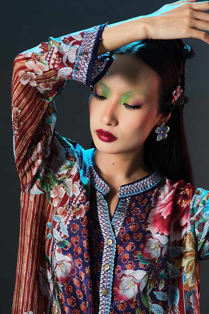 Multi-Colored Silk Flared Tunic by Rajdeep Ranawat at Pernia's Pop Up Shop