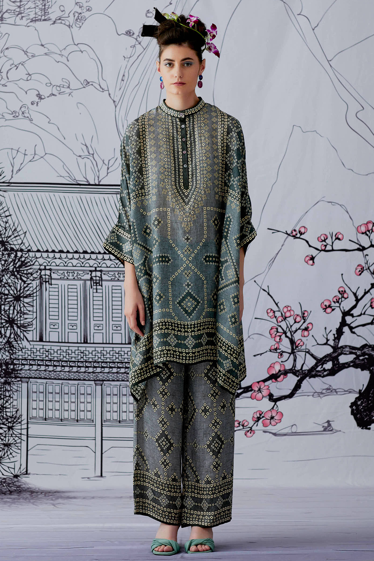 Charcoal Silk Tunic by Rajdeep Ranawat at Pernia's Pop Up Shop