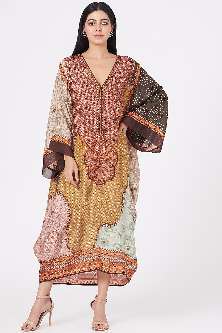 Multi-Colored Printed Kaftan Tunic by Rajdeep Ranawat at Pernia's Pop Up Shop