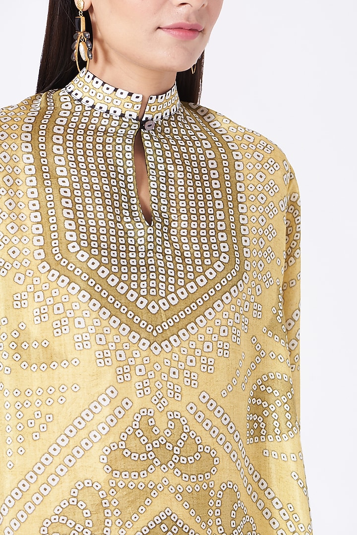 Buttercup Yellow Silk Asymmetrical Tunic by Rajdeep Ranawat at Pernia's Pop Up Shop