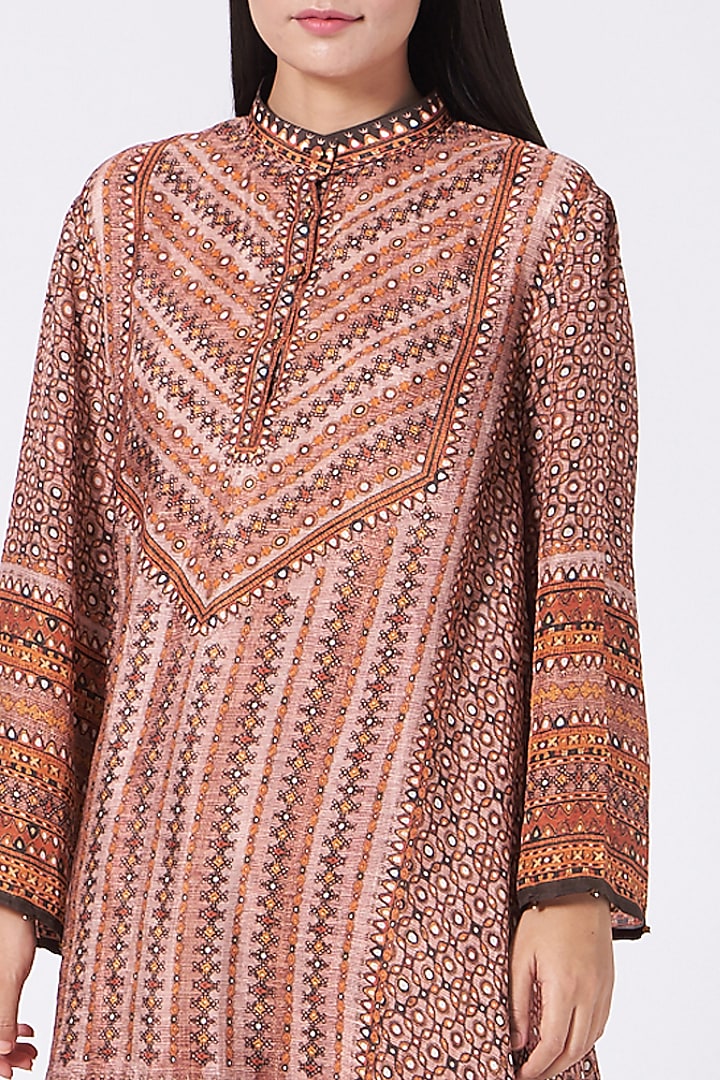 Rust Brown Printed Pants by Rajdeep Ranawat at Pernia's Pop Up Shop