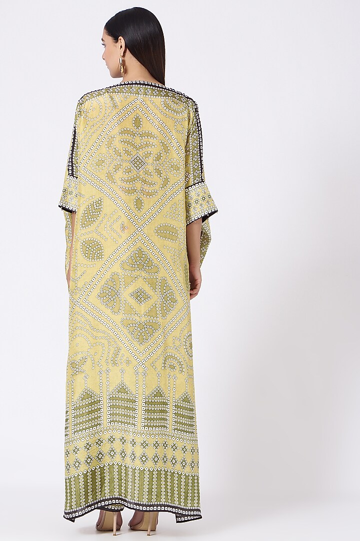 Yellow Printed Cowl Tunic by Rajdeep Ranawat at Pernia's Pop Up Shop