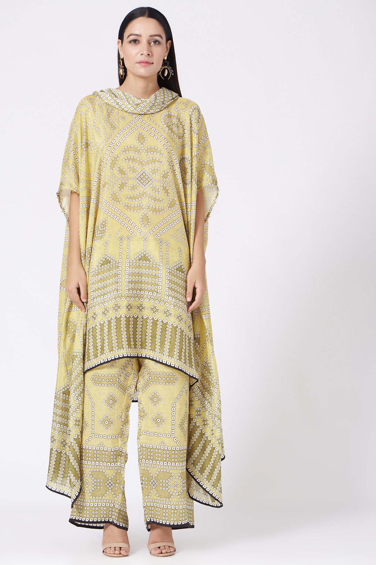 Yellow Asymmetrical Kaftan Tunic by Rajdeep Ranawat at Pernia's Pop Up Shop